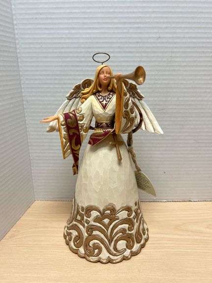 2011 Jim Shore ‘Rejoice’ Ivory and Gold Angel Figurine