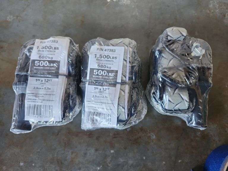 Three 1''X12Ft Ratchet Straps New In Package