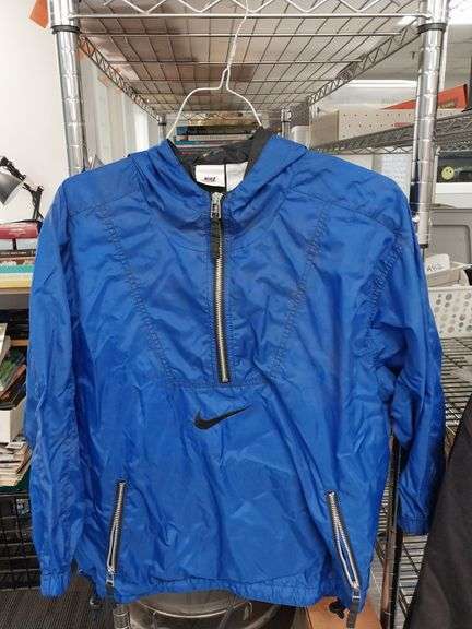 Blue Nike Pullover Jacket with Half Zip and Hood