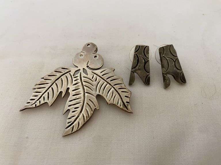 Mexican Sterling Pin & Earrings