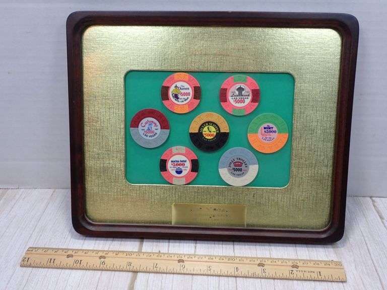 Framed Las Vegas Commemorative Casino Chips