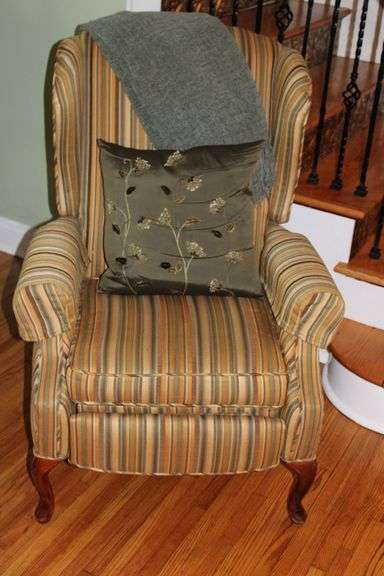 Striped Wingback Chair
