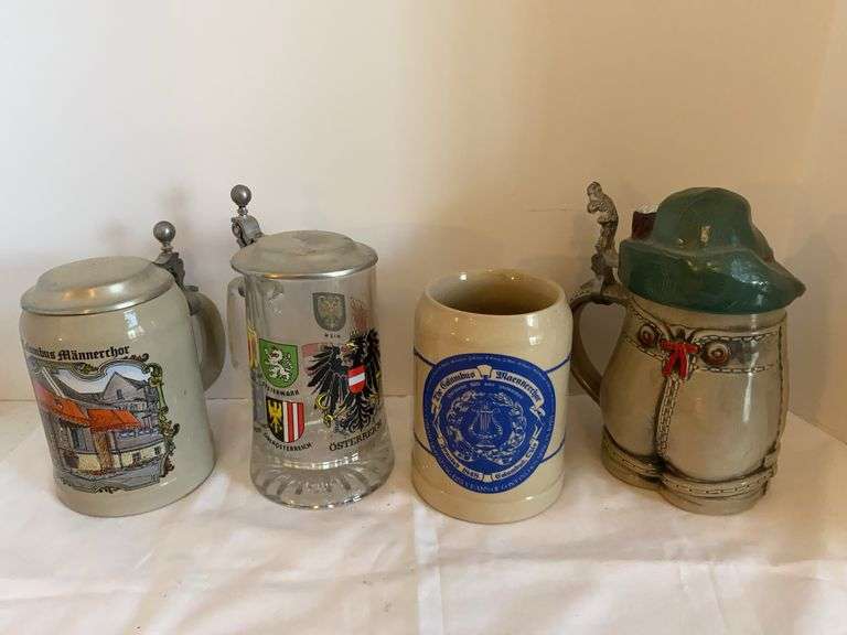 Four Beer Steins - Including Gerz Lederhosen Stein