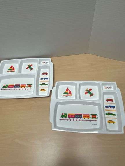 1984 PECO Children’s Melamine Divided Plates with Travel Theme