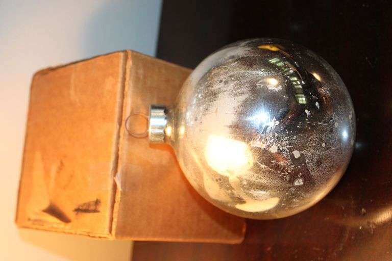6-Inch Silver Glass Ornament with Cardboard Box
