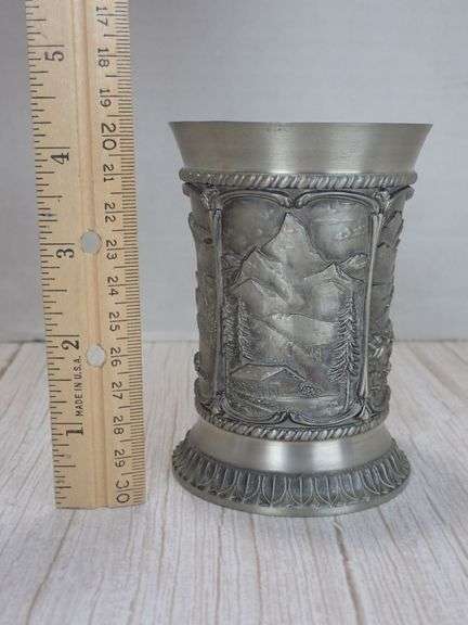 SKS Zinn 92% Pewter Decorative Stein with Alpine Motif