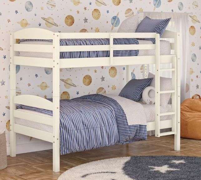 Better Homes & Gardens Leighton Solid Wood Twin-over-Twin Convertible Bunk Bed, Vanilla