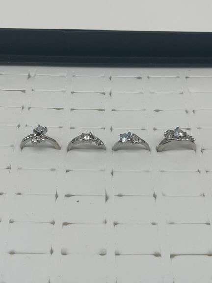 Silver-Toned Rings with Cubic Zirconia Stones, Size 5 1/31