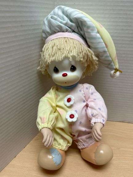 Vintage Ceramic Clown Doll in Pajamas with Hat