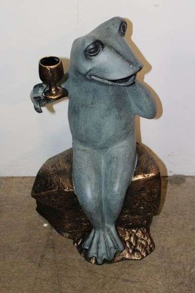 Toasting Frog Sculpture