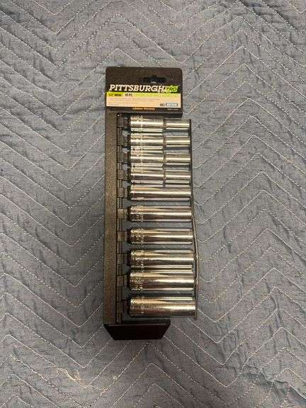 Pittsburgh Pro 1/2” Drive 10Pc Chrome Deep Wall Socket Set