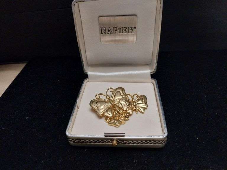 Napier Gold-Tone Butterfly Brooch in Original Box