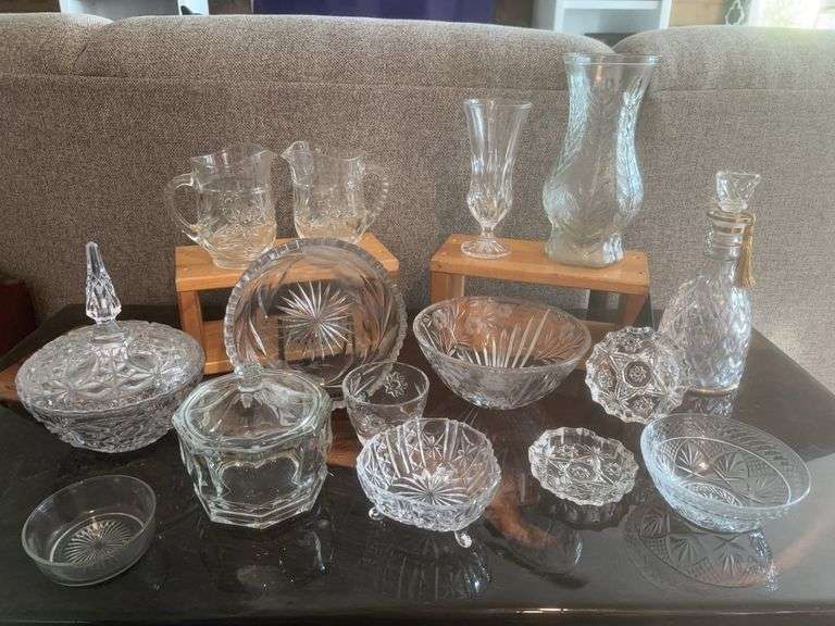 Collection of Glass/Crystal Bowls, Vases, Pitchers