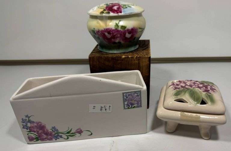Vintage Floral Hair Receiver, Mail Holder and Trinket Dish