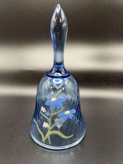 Fenton Clear Blue Hand Painted Bell