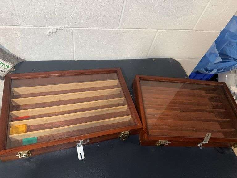 Two wood Matchbox storage  cases