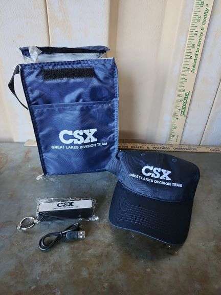 CSX Koozie Lunch Bag, Cap, & Power Bank Keychain New