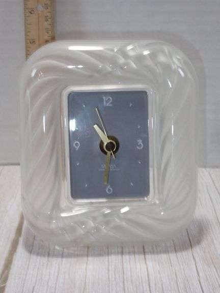 Mikasa Quartz Desk Clock with Frosted Glass Frame