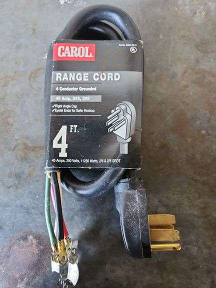 Carol Range Cord 4 Conductor Grounded 45 Amp 4Ft