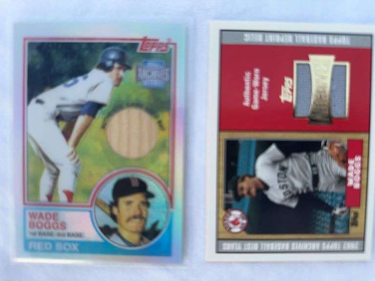 Lot of two WadeBoggs  game used relic baseball cards