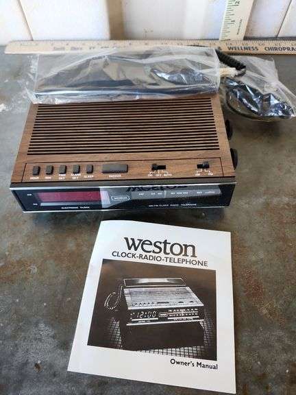 Vintage Weston Clock Radio Telephone Appears Never Used