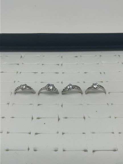 Silver-Toned Rings with Cubic Zirconia Stones, Size 5 1/39