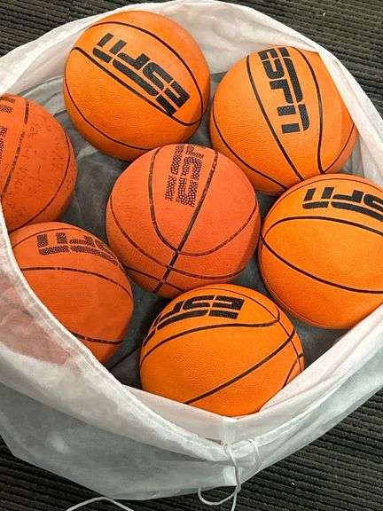 7 ESPN Basketballs with Carrying Net