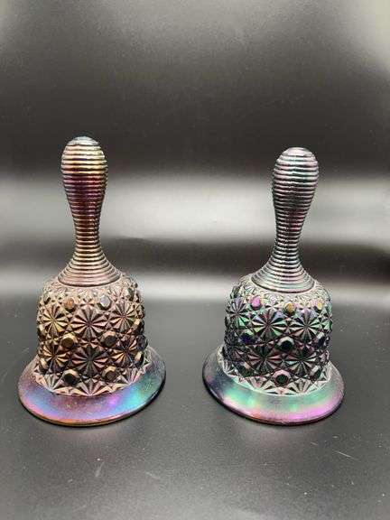 Fenton Amethyst Daisy & Button Bells