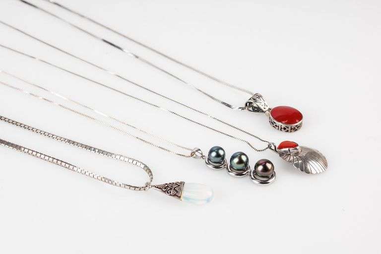 Sterling Silver Necklaces and Pendant Grouping