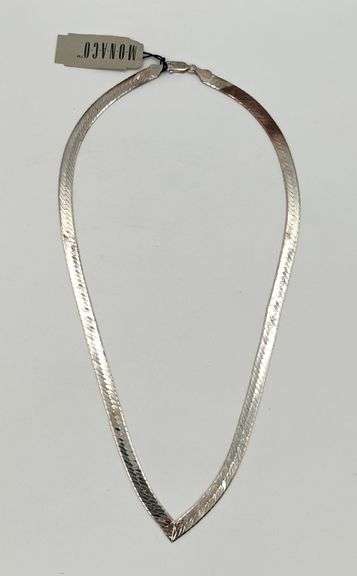 Sterling Herringbone Chain Necklace, Monaco