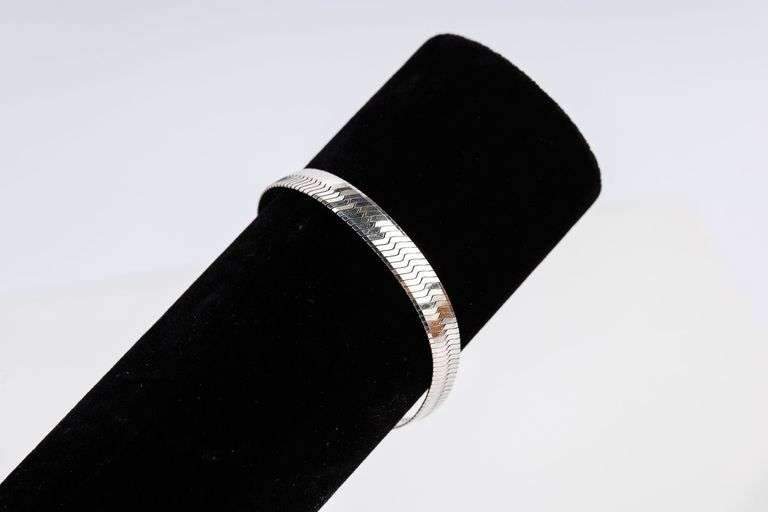 Vintage Sterling Silver Marked Herringbone Bracelet