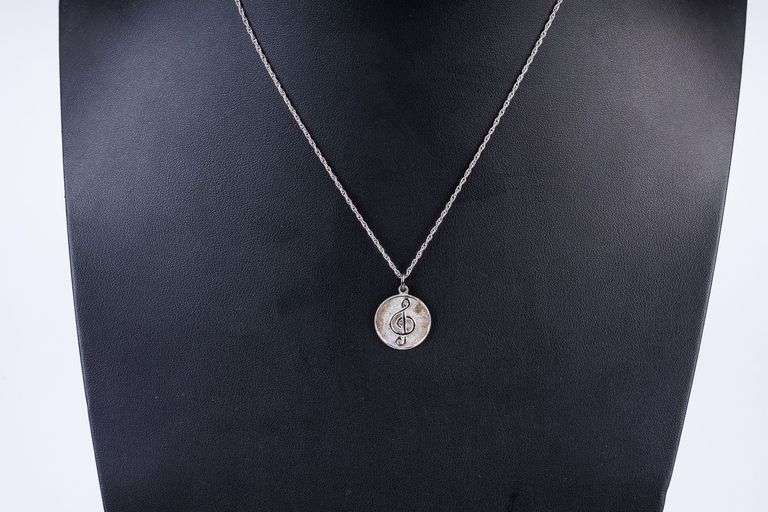 Sterling Silver Necklace with Music Pendant