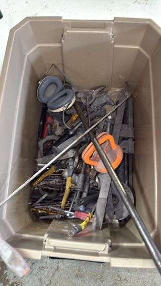 Mixed Tool Lot in Storage Bin
