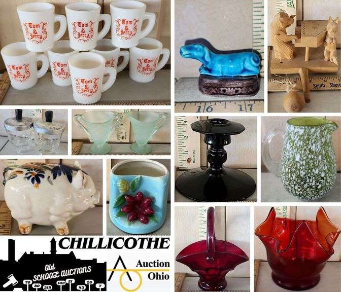 CHILLICOTHE: Vintage Glass, MCK, Postcards, Pottery, Chinese Mud Dog