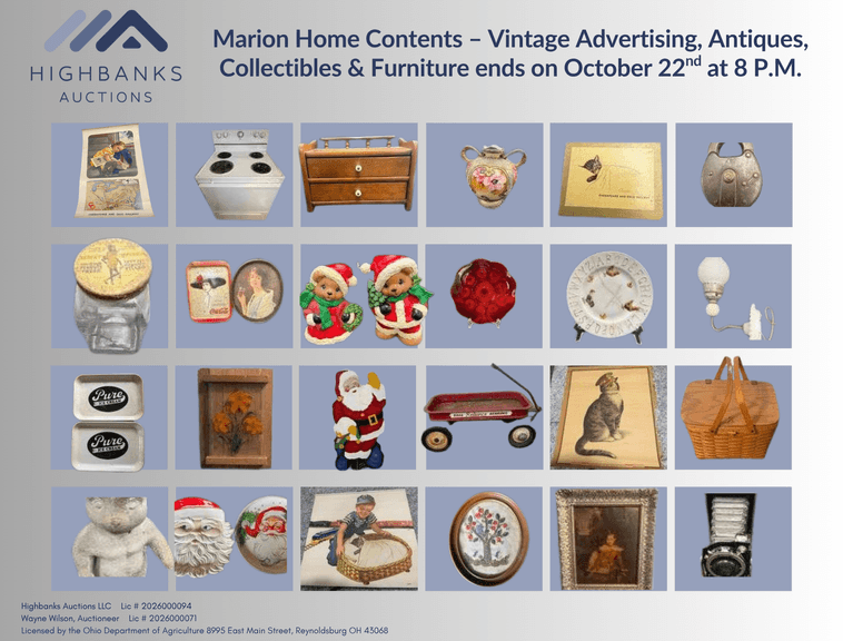 Marion Home Contents – Vintage Advertising, Antiques, Collectibles & Furniture