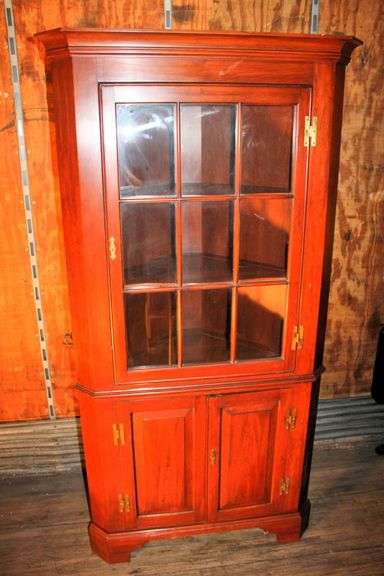 Henkel-Harris "Virginia Galleries" Wild Black Cherry Lighted Corner Cabinet
