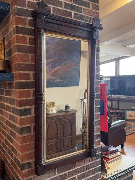 Eastlake  Wall Mirror With Ornate Wood Detailing, 50″H x 24″W