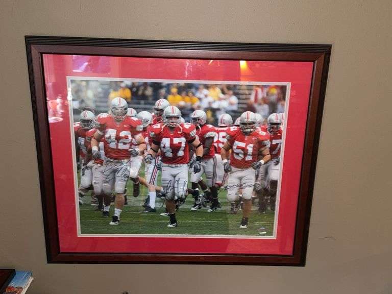 Framed Autographed OSU Linebackers Photo with Certificate, 23″H x 27.5″W