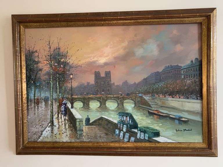 Paris Street Scene Painting Signed Ambiance Pastoral