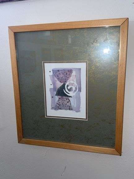 Framed Abstract Mixed Media Artwork by P.G. Gravele, 1992