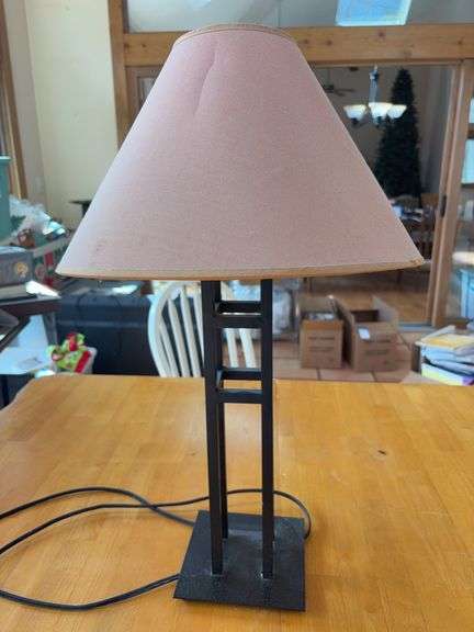 Metal Table Lamp With Tan Shade