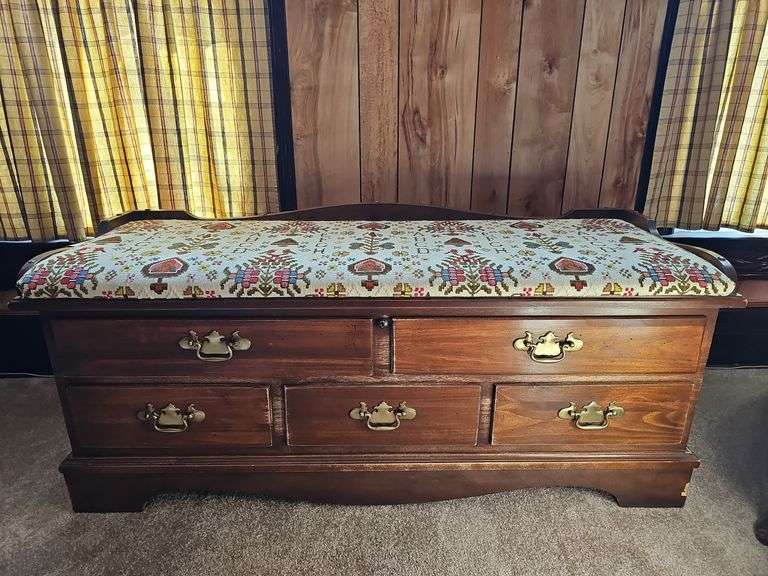 Vintage Butler Stand & Needlepoint Cushion Top Lane Cedar Chest Bench ...