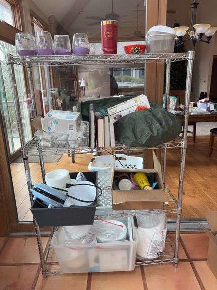 Metal Shelf With Household Items