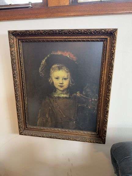 Framed Portrait Print in Ornate Gold-Tone Frame, 30″H x 26″W