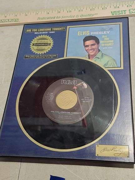 Framed Elvis Presley Are You Lonesome To-Night? 45 Record Collectors Authorized Edition