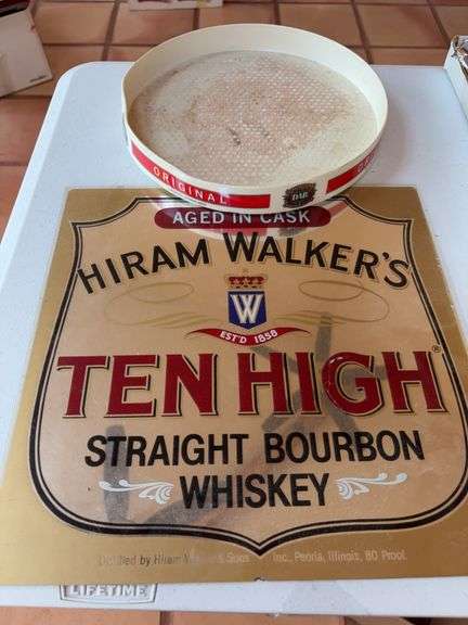 Hiram Walker Ten High Whiskey Sign and DAB Beer Tray