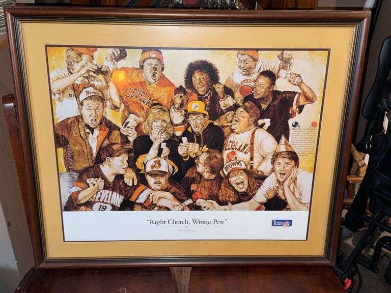 Framed Bob Leathers Artwork ‘Right Church, Wrong Pew’: Steelers vs. Browns