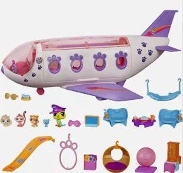 **NEW** HASBRO Littlest Pet Shop Pet Jet Playset Toy, Includes 4 Pets