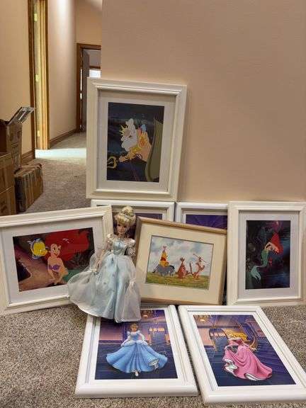 Framed Disney Art Prints and Cinderella Doll