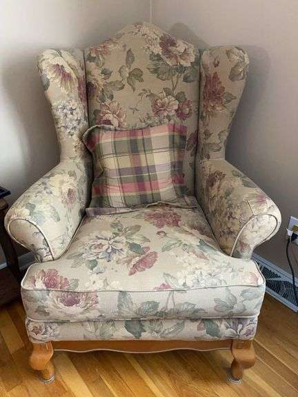 Matching Vintage Floral Wingback Chair